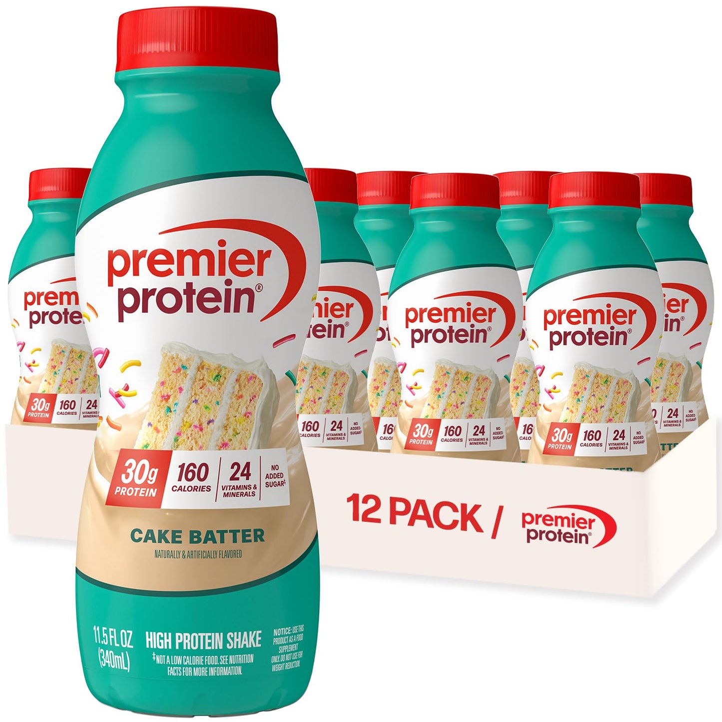 Premier Protein Shake, Chocolate, 30g Protein, No Added Sugar, 24 Vitamins & Minerals to Support Immune Health, Gluten-Free,11.5 fl oz (12 Pack)