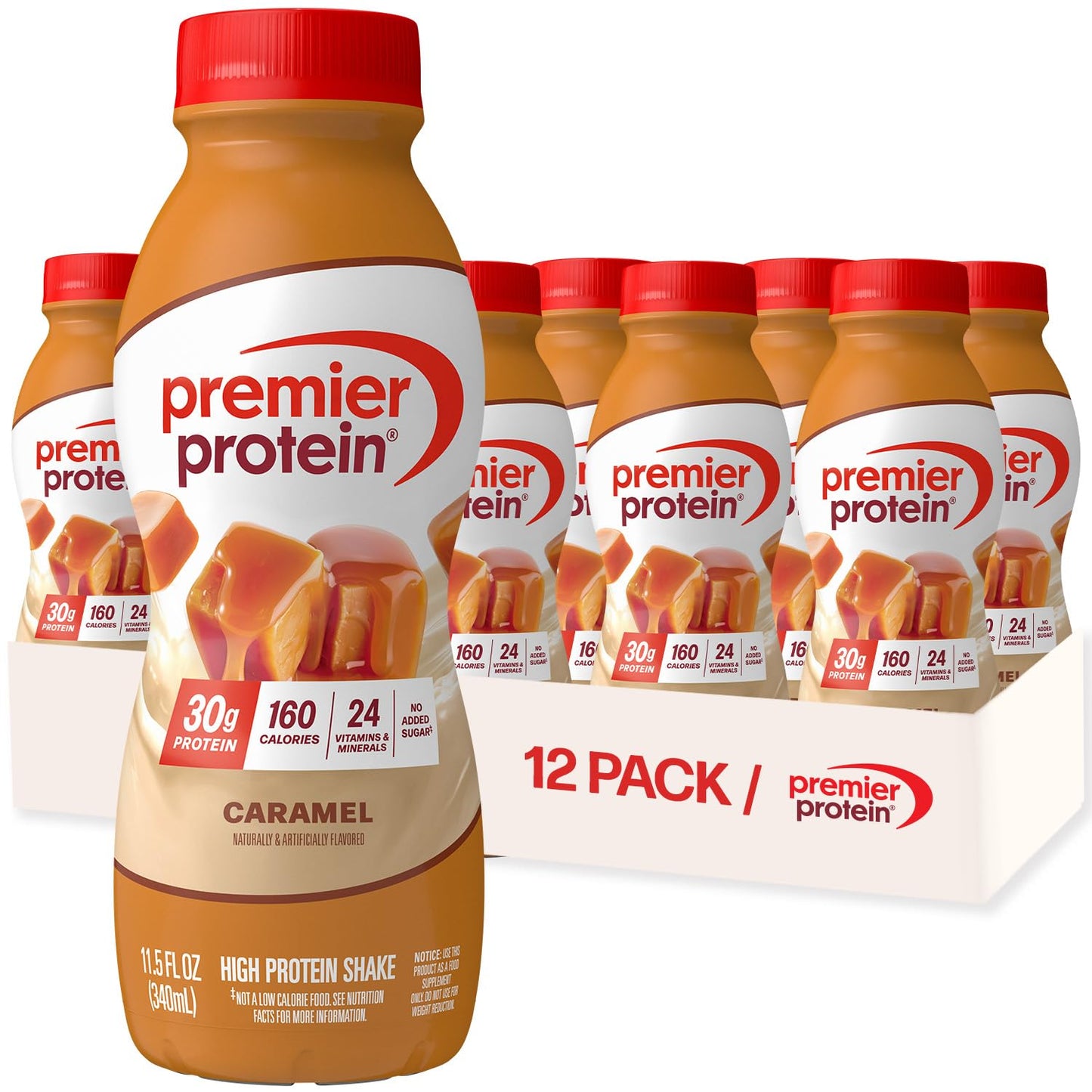 Premier Protein Shake, Chocolate, 30g Protein, No Added Sugar, 24 Vitamins & Minerals to Support Immune Health, Gluten-Free,11.5 fl oz (12 Pack)