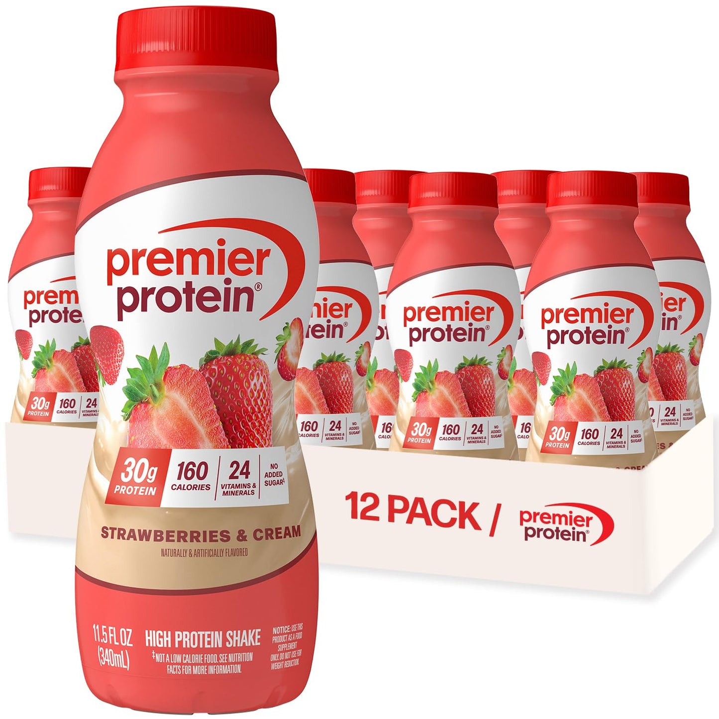 Premier Protein Shake, Chocolate, 30g Protein, No Added Sugar, 24 Vitamins & Minerals to Support Immune Health, Gluten-Free,11.5 fl oz (12 Pack)