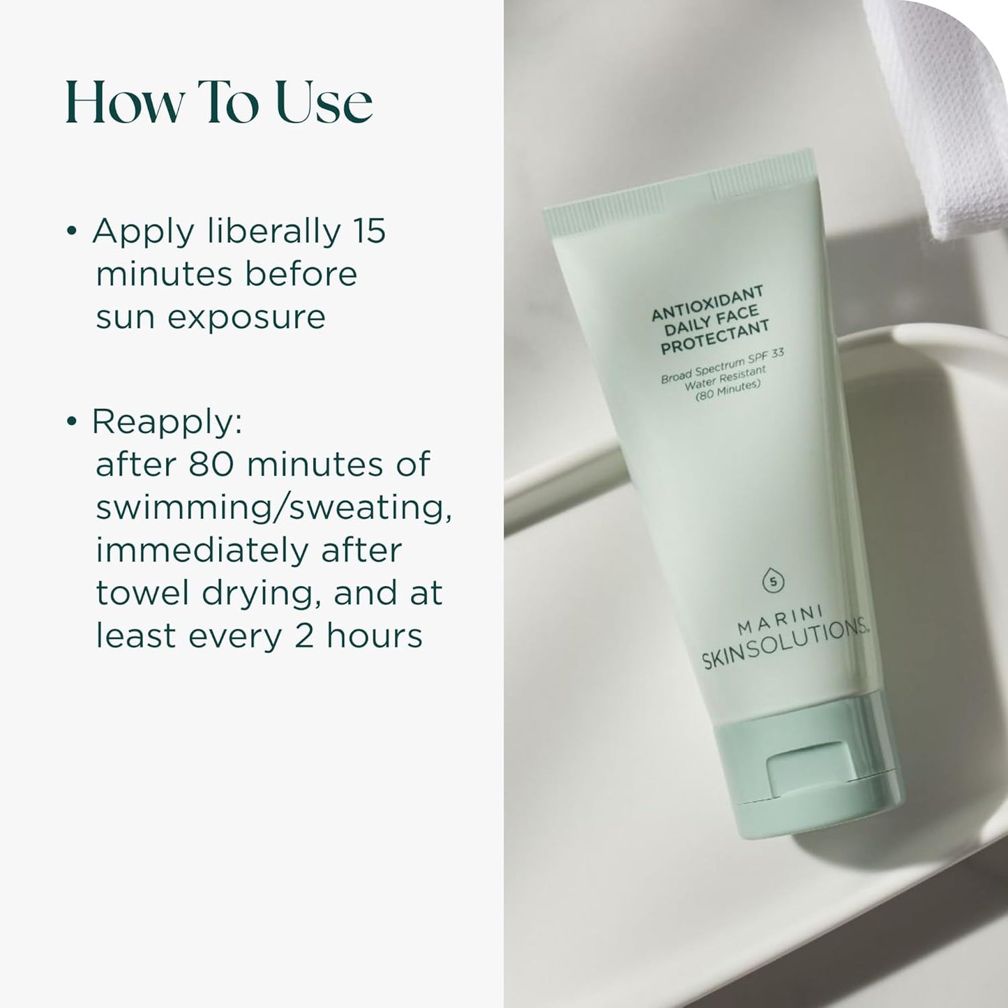 Marini SkinSolutions Antioxidant Daily Face Protectant - Broad-Spectrum SPF 33 Sunscreen - Water Resistant (80 Minutes) - Cruelty Free - Made in the USA - 2 oz