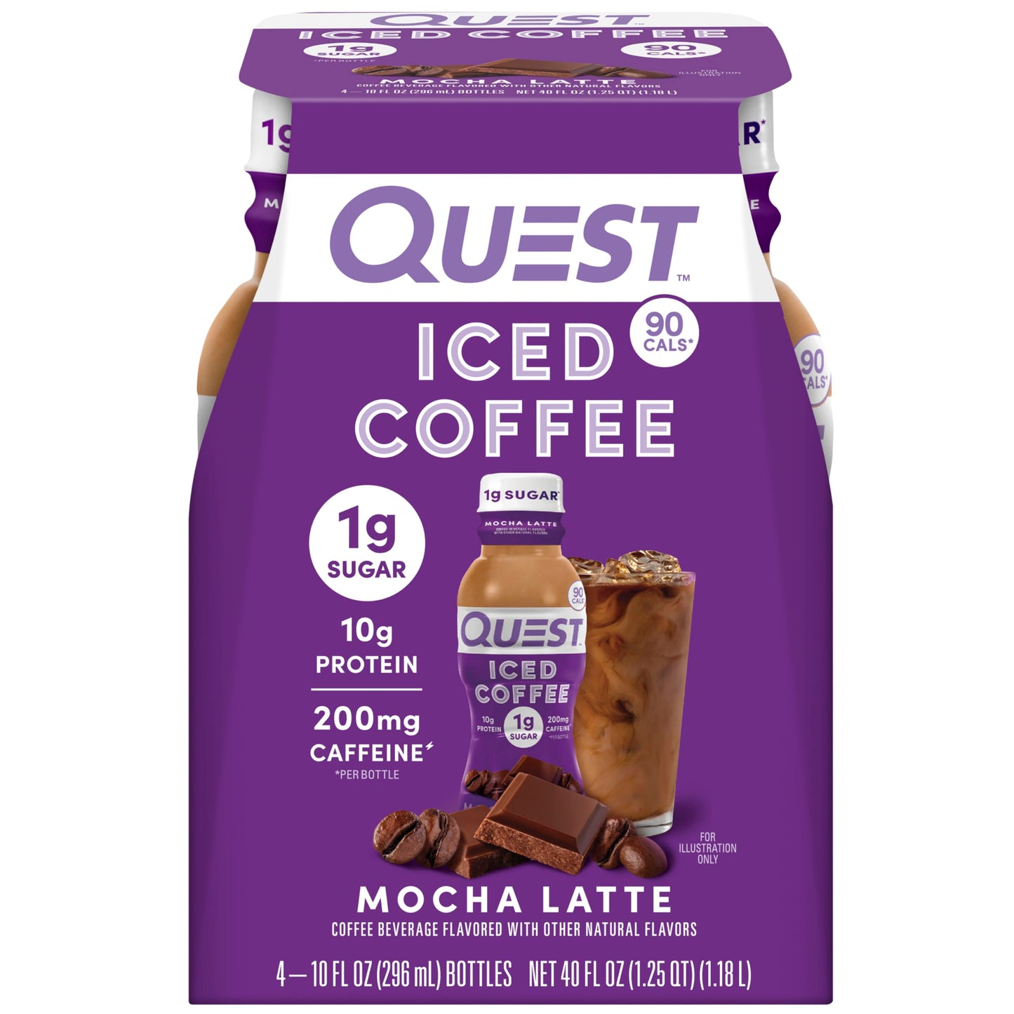Quest Nutrition Iced Coffee,Mocha Latte,1g Sugar,10g Protein,90 calories,200mg of caffeine,(Pack of 24)