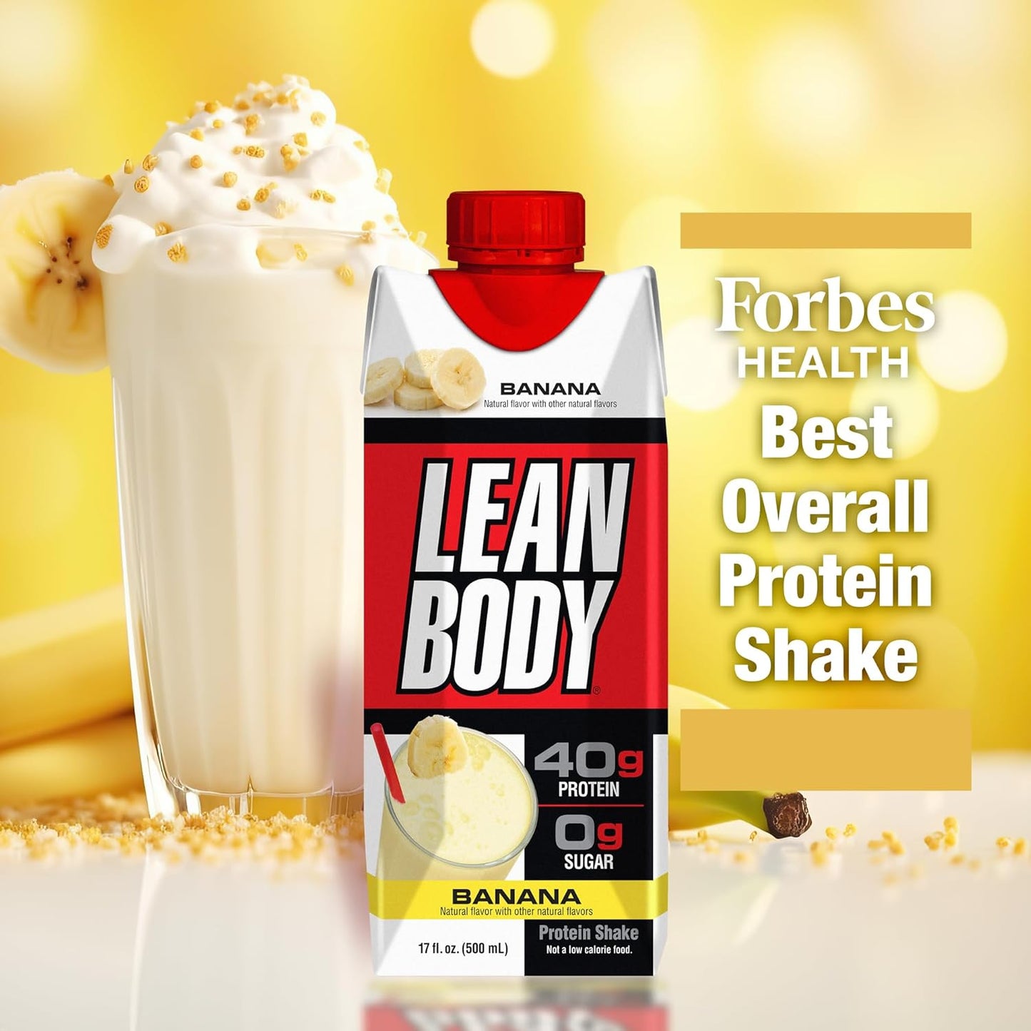 Labrada Lean Body Ready-to-Drink Banana Protein Shake,40g Protein,Whey Blend,0 Sugar,Gluten Free,22 Vitamins & Minerals,17 Ounce (Recyclable Carton & Lid - Pack of 12) LABRADA