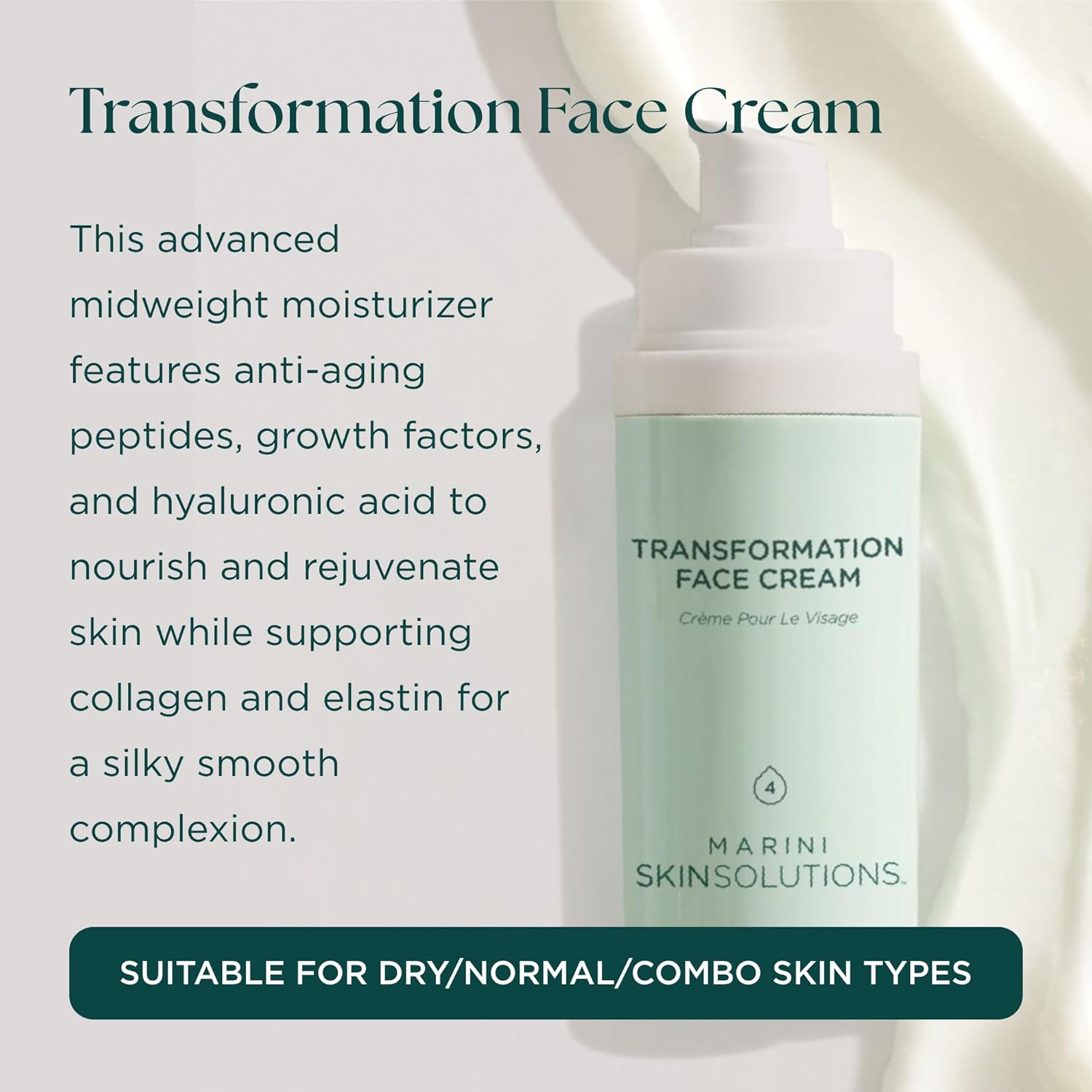Marini SkinSolutions Transformation Face Cream - Advanced Moisturizer with Anti-Aging Peptides, Growth Factors & Hyaluronic Acid - Cruelty Free - Made in the USA - 1 oz