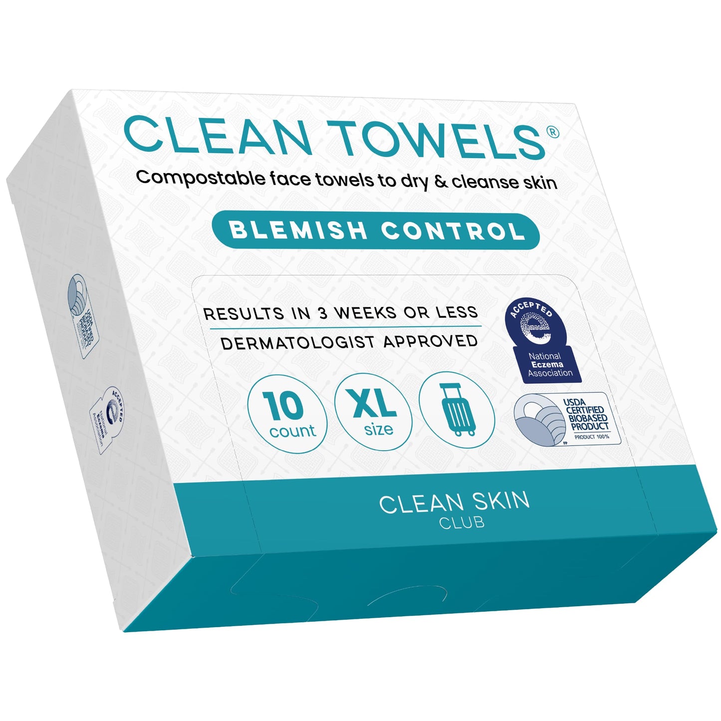 CLEAN SKIN CLUB Blemish Control Clean Towels® XL, Extra Exfoliation for Oily Skin, Disposable, Single-Use Face Towelette Dry Wipe - 1 Pack (50 Count)