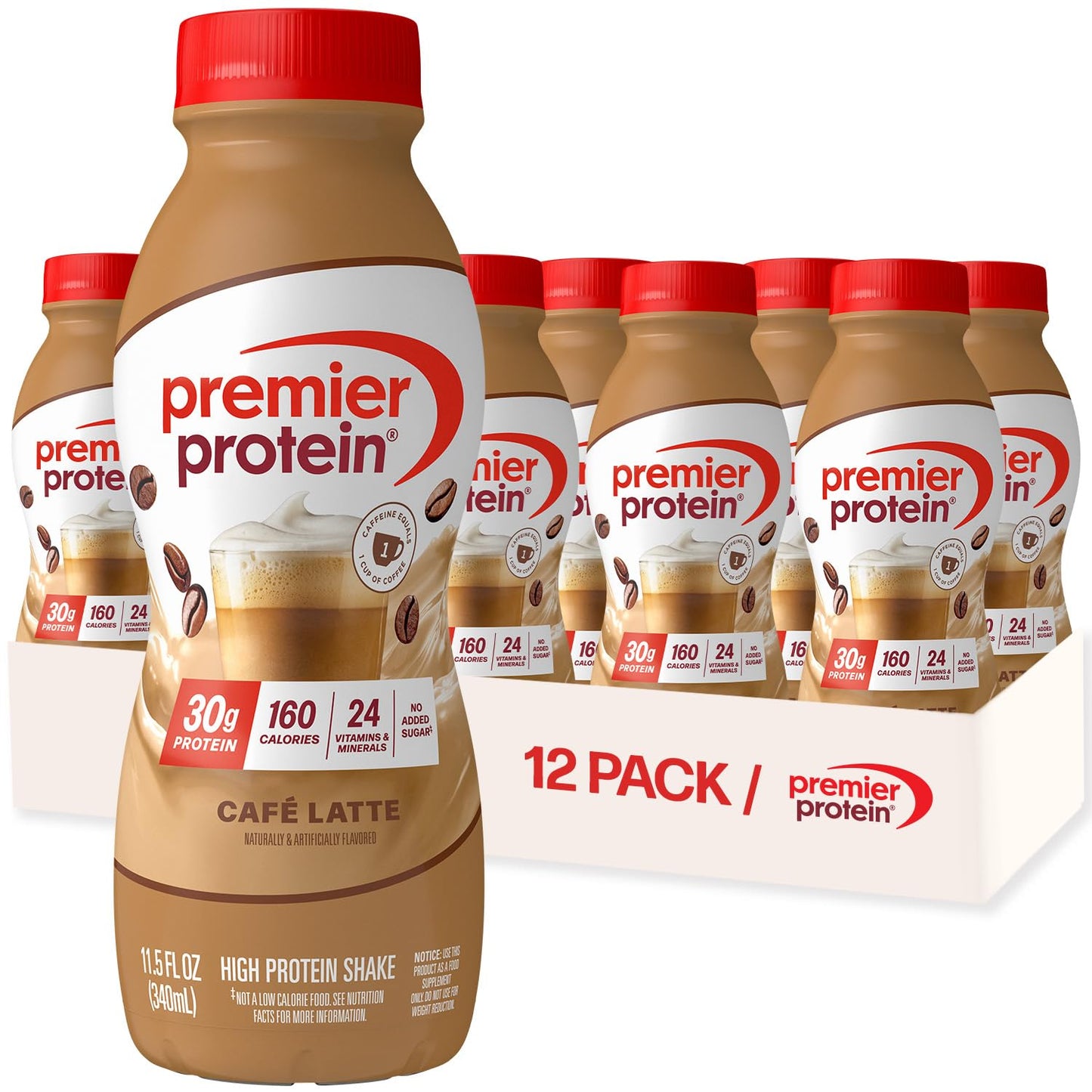 Premier Protein Shake, Chocolate, 30g Protein, No Added Sugar, 24 Vitamins & Minerals to Support Immune Health, Gluten-Free,11.5 fl oz (12 Pack)