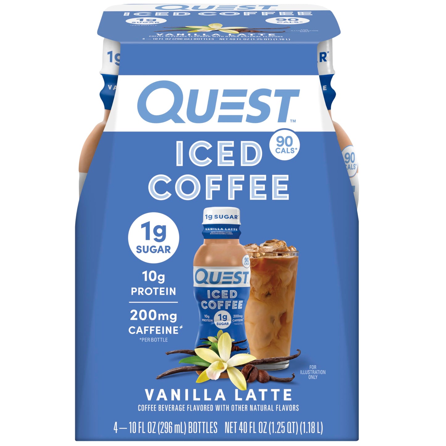 Quest Nutrition Iced Coffee,Mocha Latte,1g Sugar,10g Protein,90 calories,200mg of caffeine,(Pack of 24)