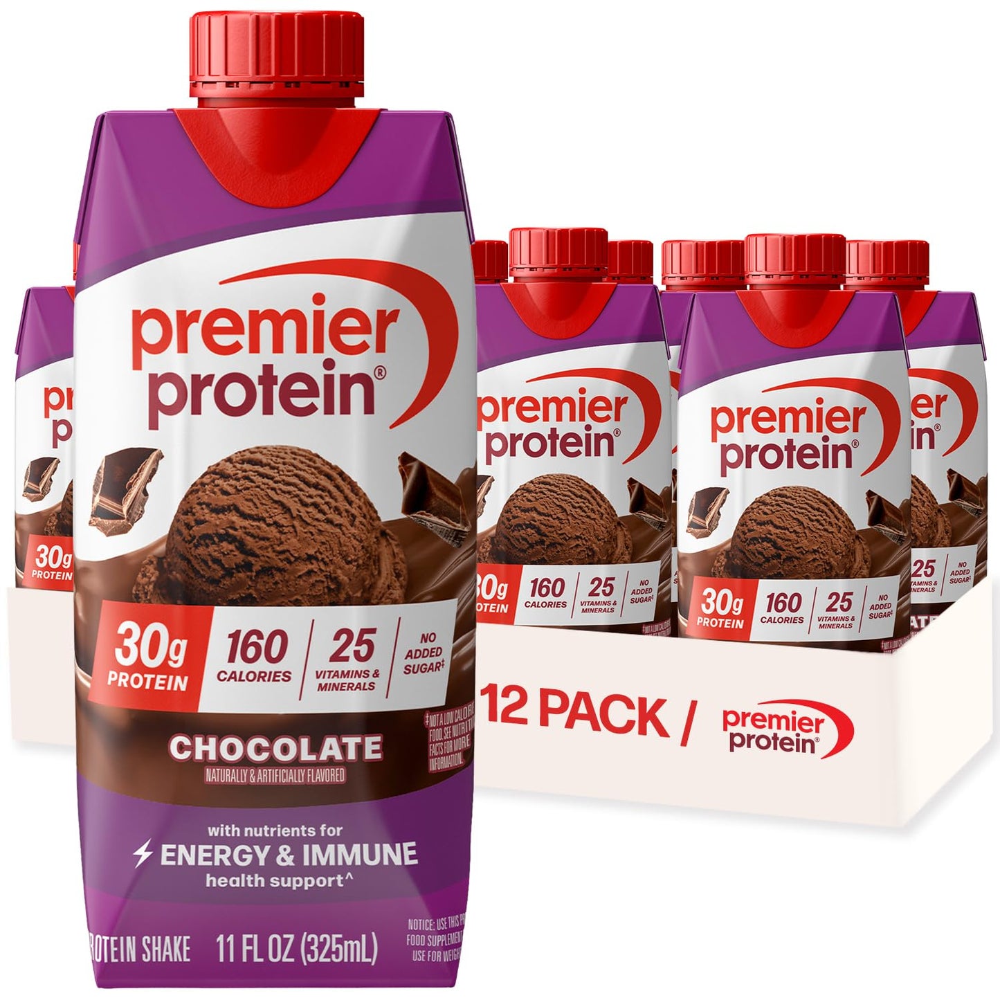 Premier Protein Shake, Café Latte with Caffeine for Energy – 30g Protein, No Added Sugar, 24 Vitamins & Minerals to Support Immune Health, 11 fl oz, 12 Pack