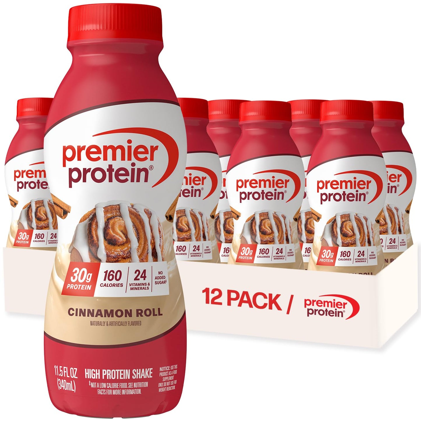 Premier Protein Shake, Chocolate, 30g Protein, No Added Sugar, 24 Vitamins & Minerals to Support Immune Health, Gluten-Free,11.5 fl oz (12 Pack)