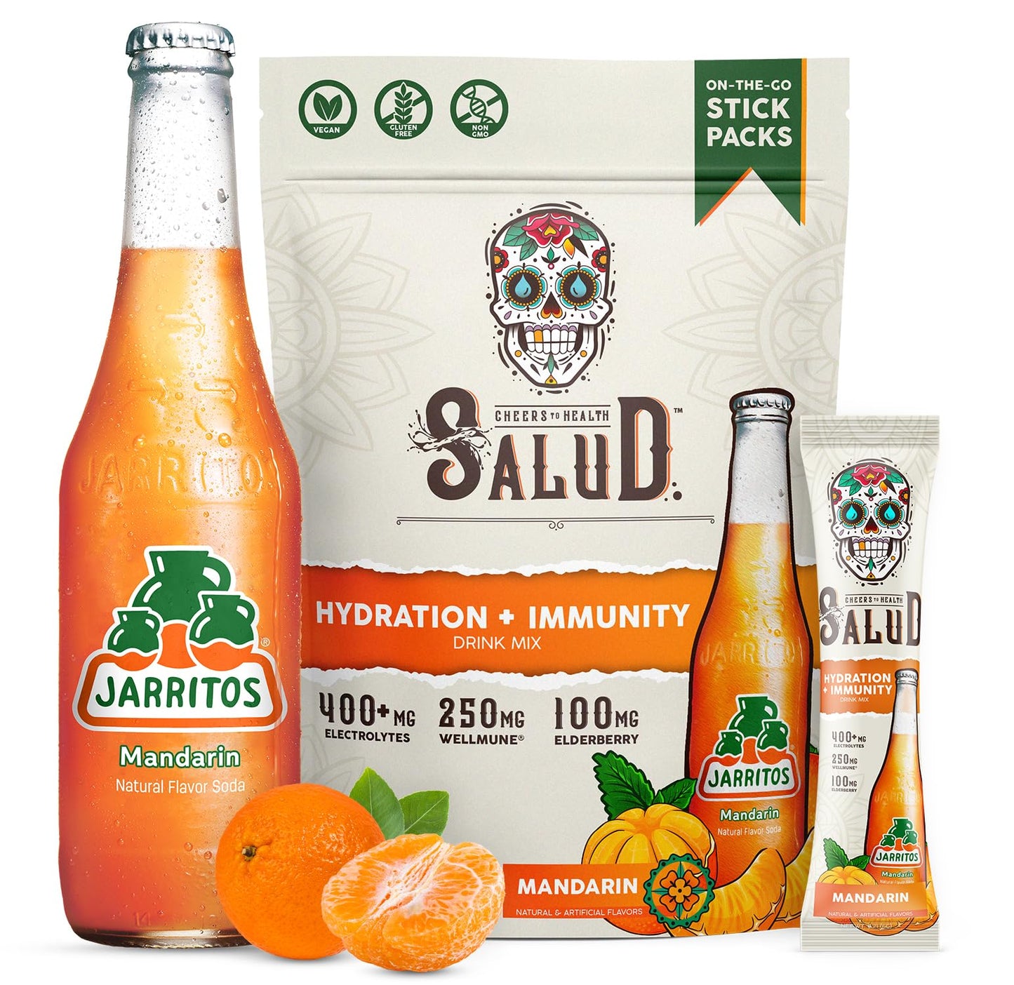 Salud 2-in-1 Hydration Packets + Immunity Electrolytes Powder, Horchata - Agua Fresca Drink Mix, Elderberry, Dairy & Soy Free, Non-GMO, Gluten Free, Vegan, Low Calorie, 1g Sugar (15 Servings)