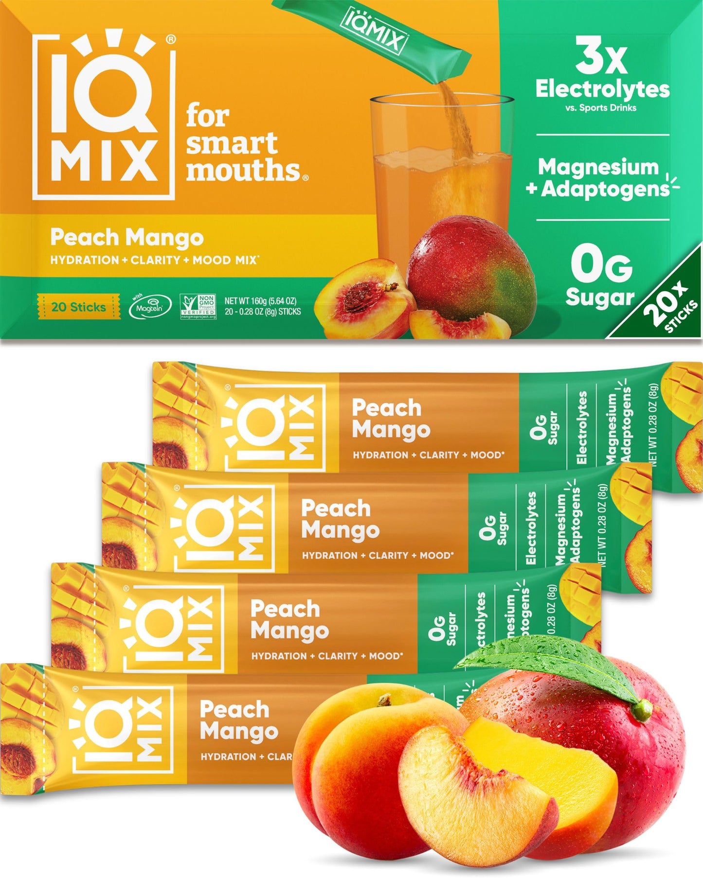 IQMIX Electrolyte Powder, Variety, 20-Count | Sugar-Free Hydration Mix | Hydration for Mind + Body | Magnesium L-Threonate, Lion's Mane, Adaptogens | Supports Clarity + Recovery | Clean Ingredients