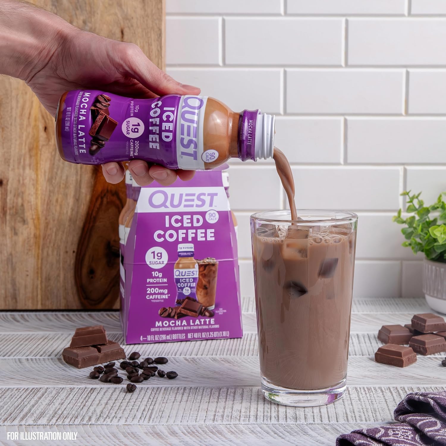 Quest Nutrition Iced Coffee,Mocha Latte,1g Sugar,10g Protein,90 calories,200mg of caffeine,(Pack of 24)