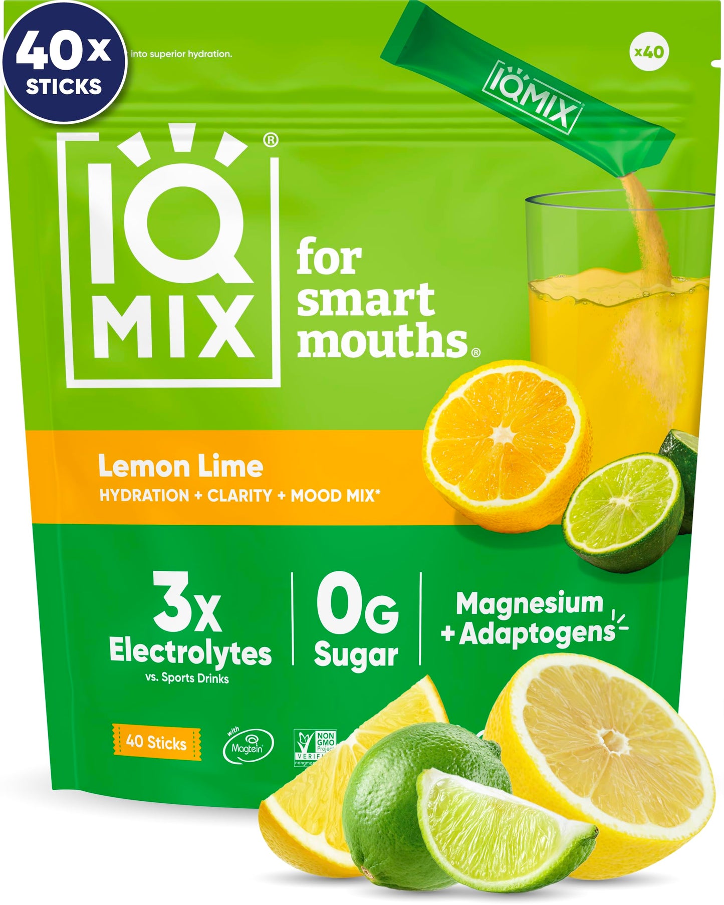 IQMIX Electrolyte Powder, Variety, 20-Count | Sugar-Free Hydration Mix | Hydration for Mind + Body | Magnesium L-Threonate, Lion's Mane, Adaptogens | Supports Clarity + Recovery | Clean Ingredients