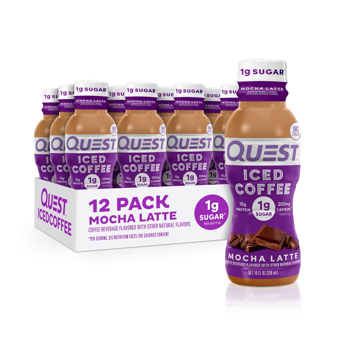 Quest Nutrition Iced Coffee,Mocha Latte,1g Sugar,10g Protein,90 calories,200mg of caffeine,(Pack of 24)