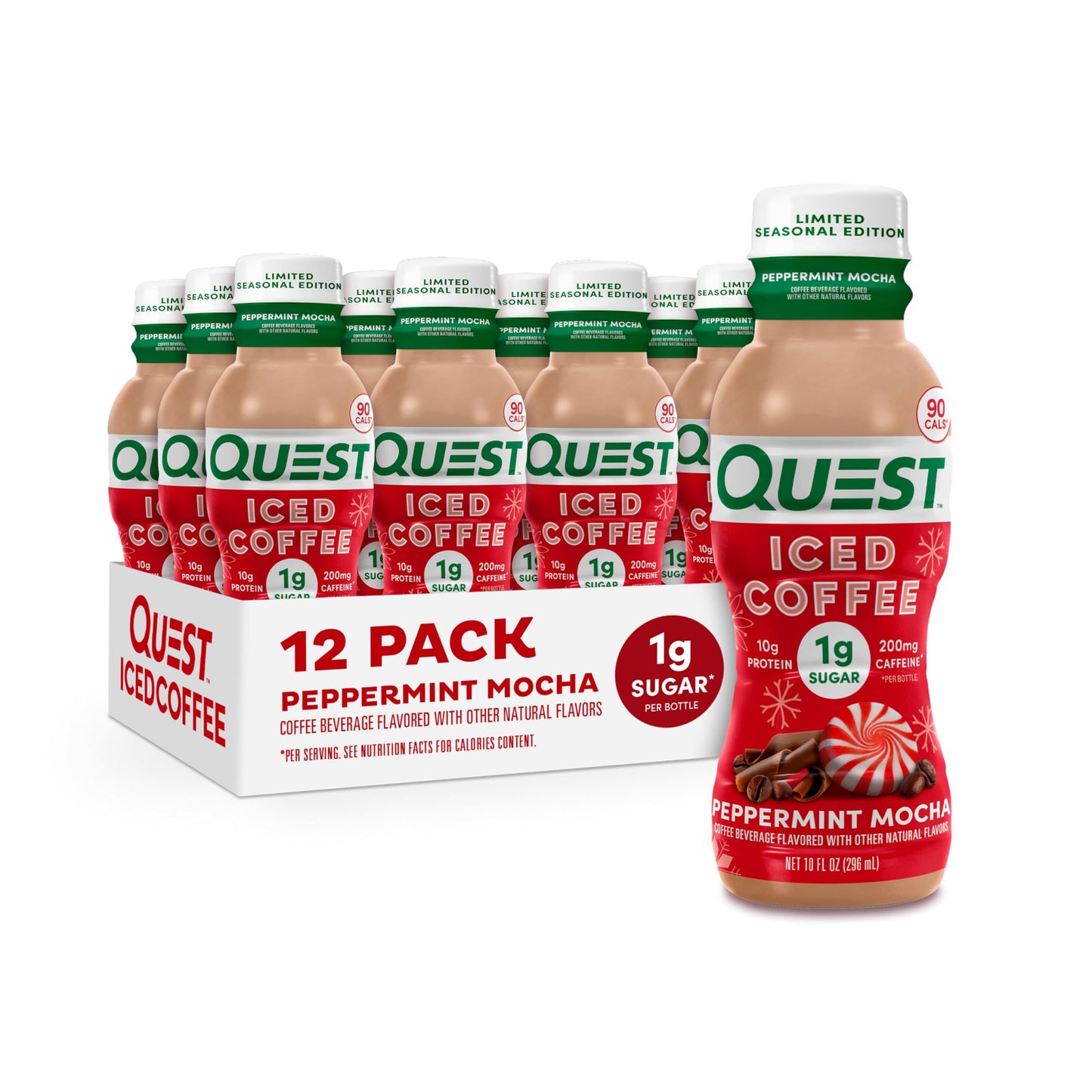 Quest Nutrition Iced Coffee,Mocha Latte,1g Sugar,10g Protein,90 calories,200mg of caffeine,(Pack of 24)