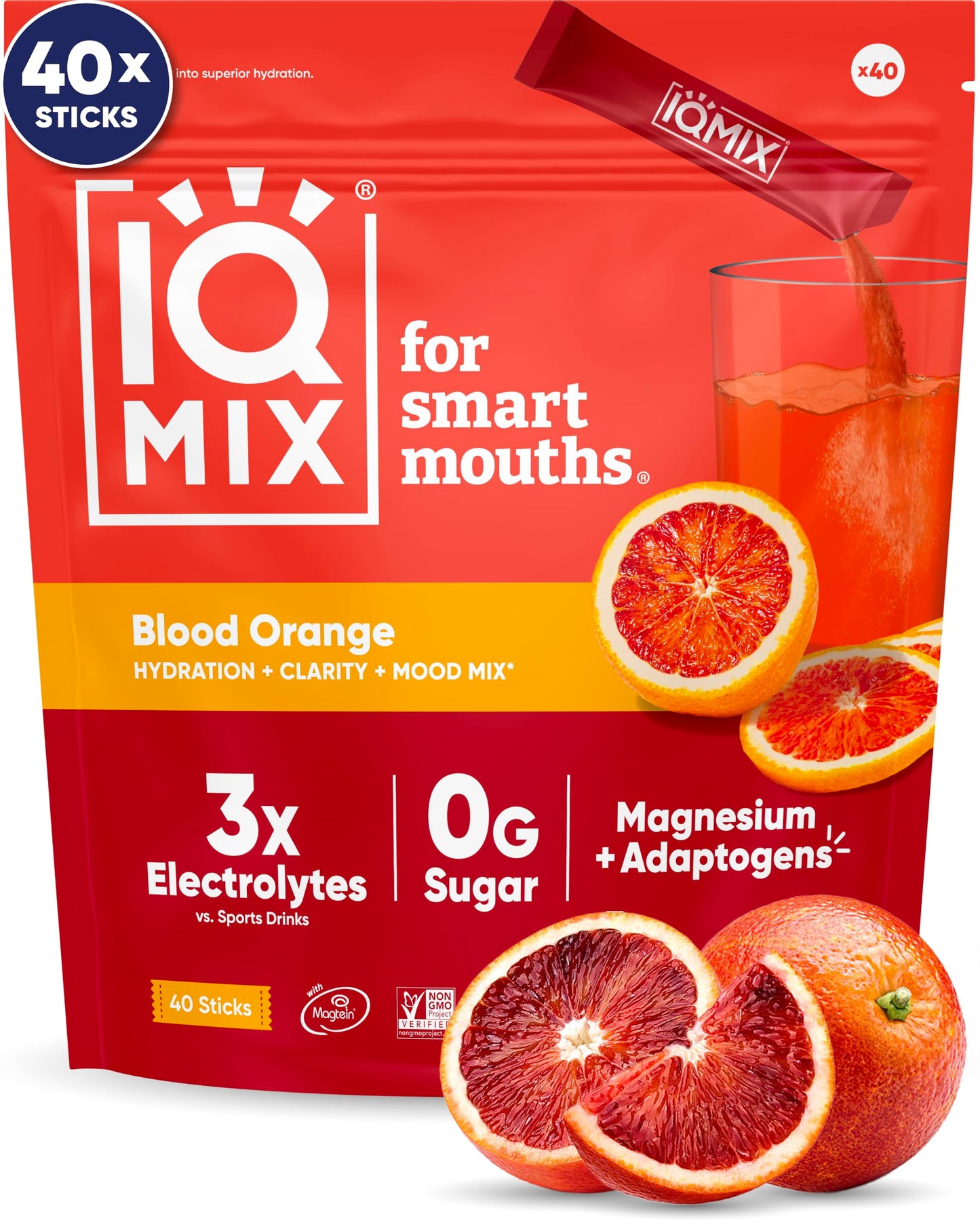 IQMIX Electrolyte Powder, Variety, 20-Count | Sugar-Free Hydration Mix | Hydration for Mind + Body | Magnesium L-Threonate, Lion's Mane, Adaptogens | Supports Clarity + Recovery | Clean Ingredients