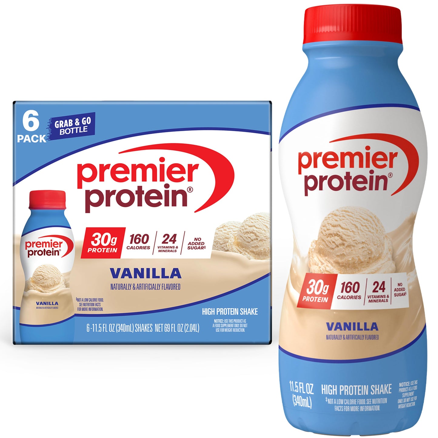 Premier Protein Shake, Chocolate, 30g Protein, No Added Sugar, 24 Vitamins & Minerals to Support Immune Health, Gluten-Free,11.5 fl oz (12 Pack)