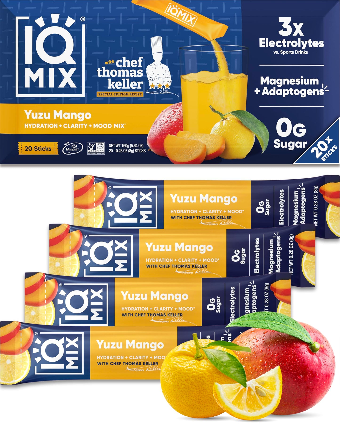 IQMIX Electrolyte Powder, Variety, 20-Count | Sugar-Free Hydration Mix | Hydration for Mind + Body | Magnesium L-Threonate, Lion's Mane, Adaptogens | Supports Clarity + Recovery | Clean Ingredients