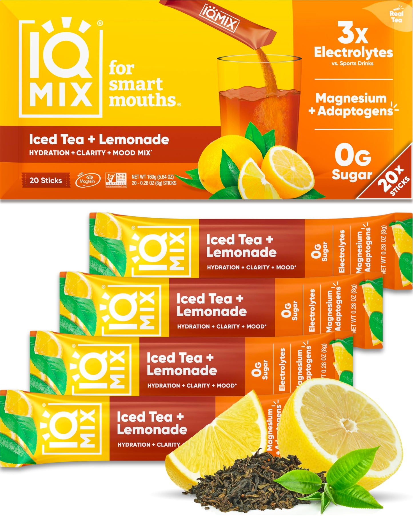 IQMIX Electrolyte Powder, Variety, 20-Count | Sugar-Free Hydration Mix | Hydration for Mind + Body | Magnesium L-Threonate, Lion's Mane, Adaptogens | Supports Clarity + Recovery | Clean Ingredients
