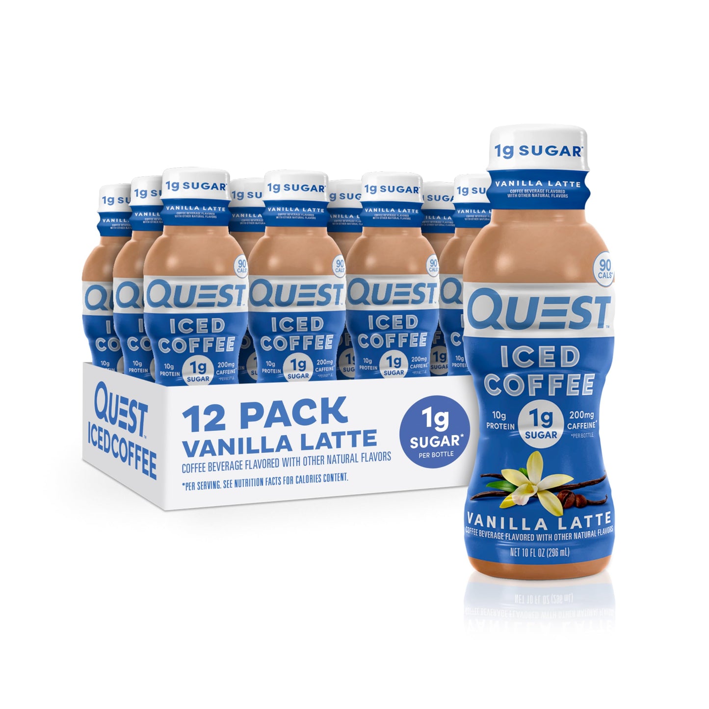 Quest Nutrition Iced Coffee,Mocha Latte,1g Sugar,10g Protein,90 calories,200mg of caffeine,(Pack of 24)