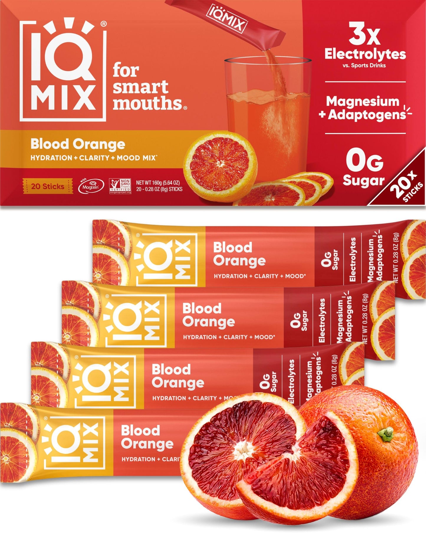 IQMIX Electrolyte Powder, Variety, 20-Count | Sugar-Free Hydration Mix | Hydration for Mind + Body | Magnesium L-Threonate, Lion's Mane, Adaptogens | Supports Clarity + Recovery | Clean Ingredients